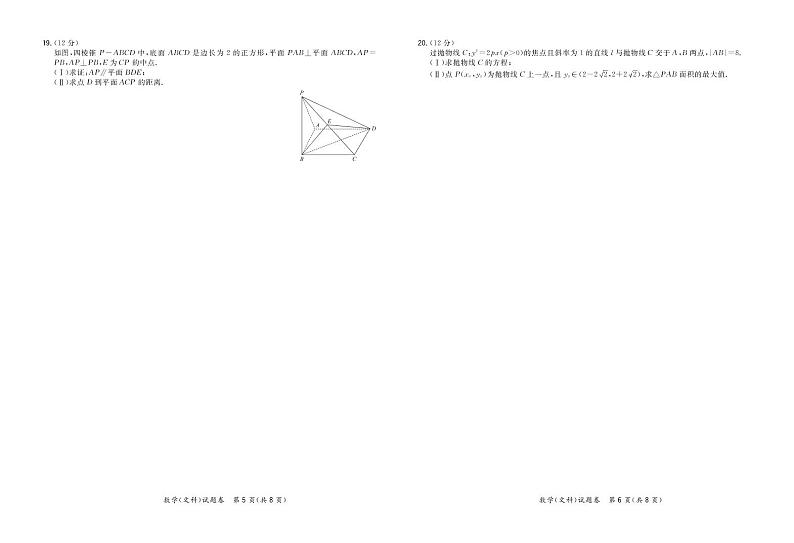 福建省漳州市2020届高三毕业班第一次教学质量检测数学（文）试卷（PDF版）03