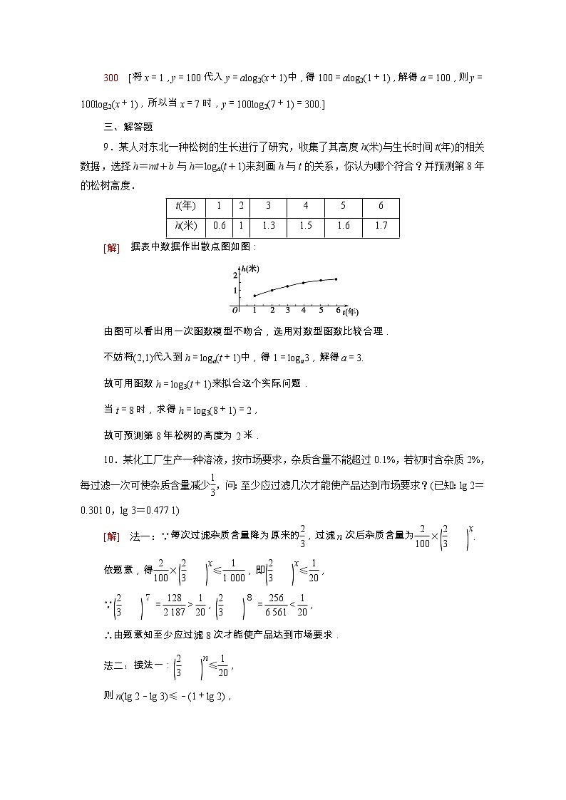 2021_2022学年新教材高中数学第四章指数函数对数函数与幂函数4.6_4.7函数的应用二数学建模活动：生长规律的描述课后素养落实含解析新人教B版必修第二册练习题03