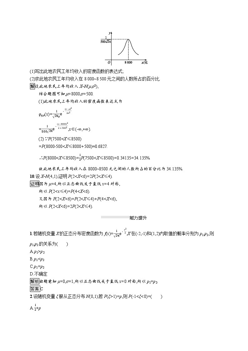 2021_2022学年高中数学第二章随机变量及其分布2.4正态分布课后篇巩固探究含解析新人教A版选修2_3练习题03
