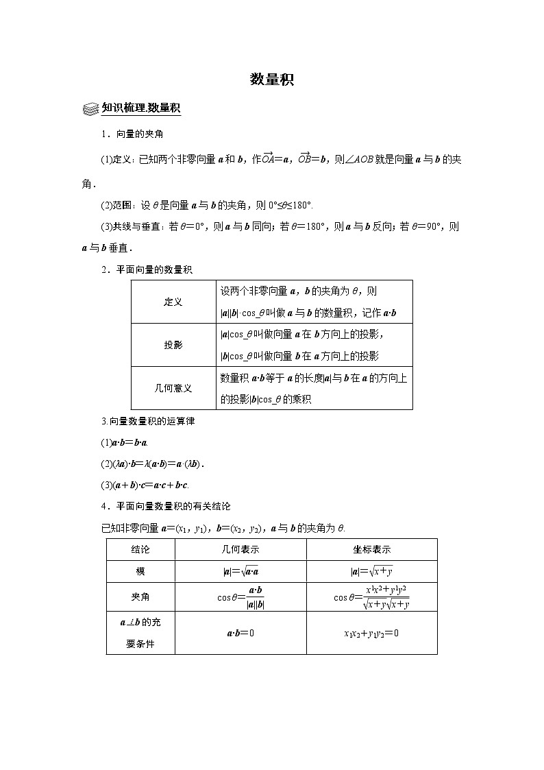 高端精品高中数学二轮专题-平面向量（数量积）（带答案）教案第1页