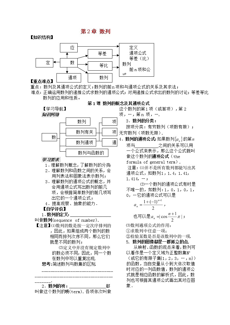 高二上册数学学案：7.1《数列》（沪教版）01
