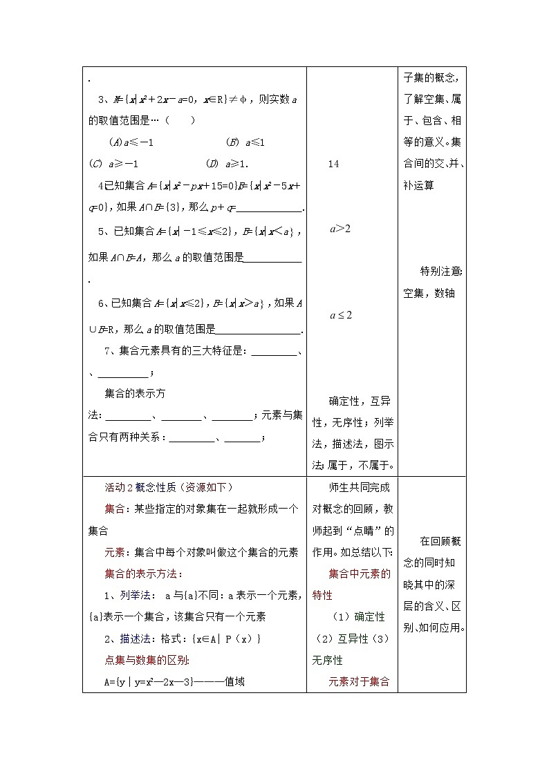 高一上册数学教案：1.1《集合的概念》（3）（沪教版）第2页