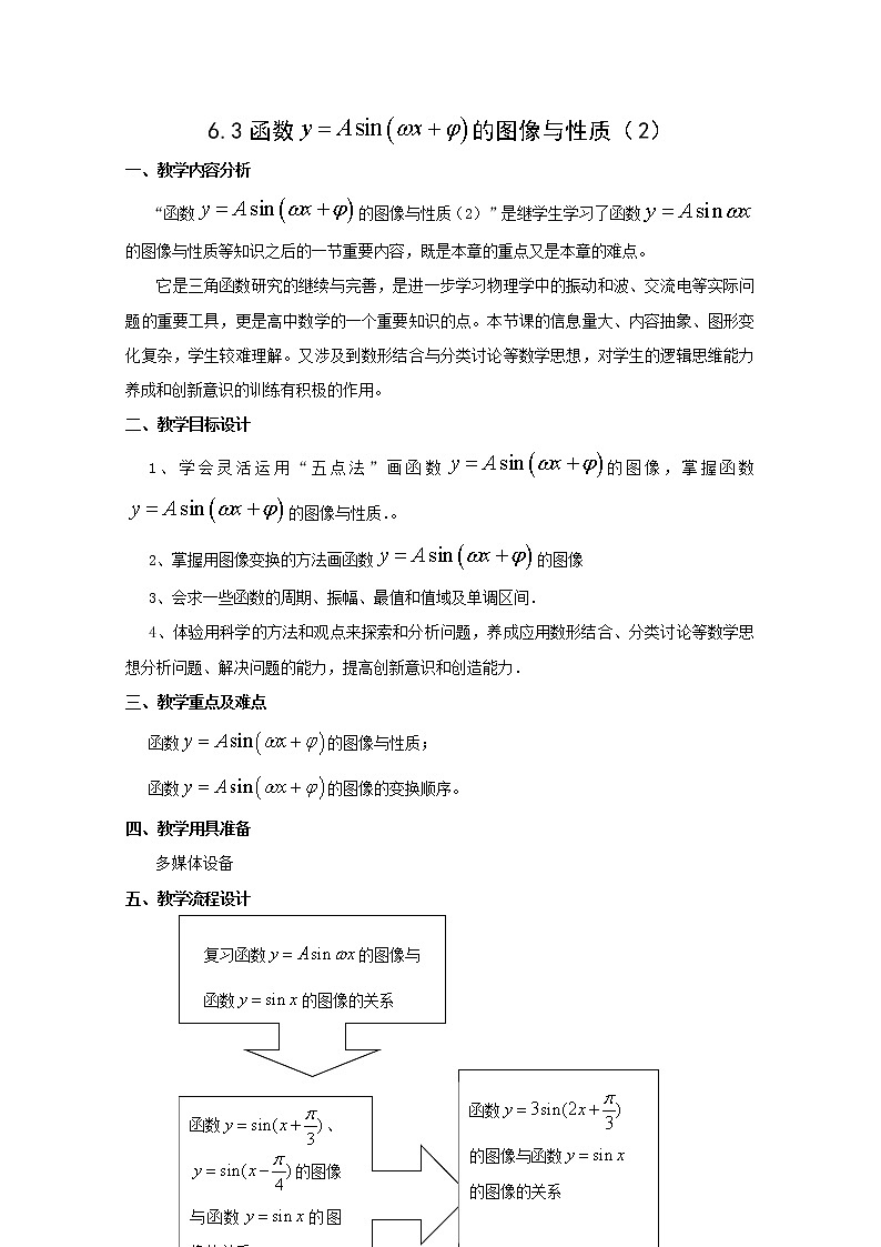 数学：6.3《函数y=Asin(wx @)的图像与性质》教案（2）（沪教版高中一年级 第二学期）第1页