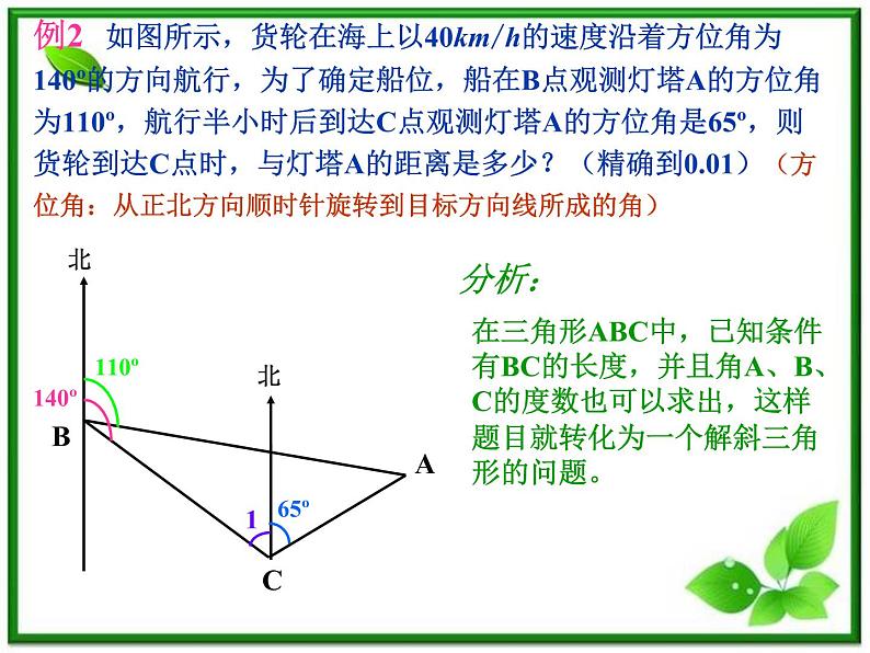 数学：5.6《正弦定理、余弦定理和解斜三角形》课件（1）（沪教版高中一年级 第二学期）教案第4页