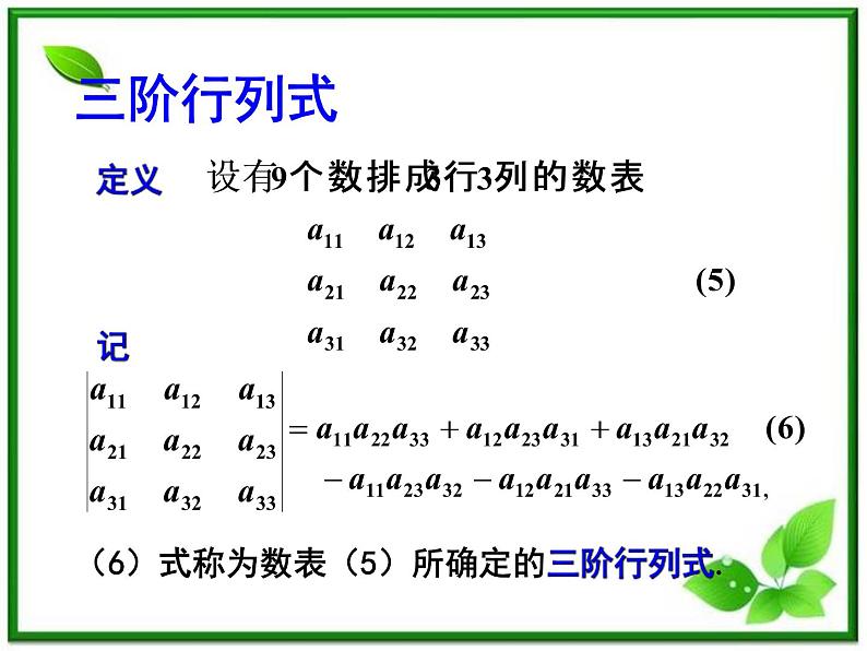 数学：9.4《三阶行列式》课件（沪教版高中二年级 第一学期）教案第2页