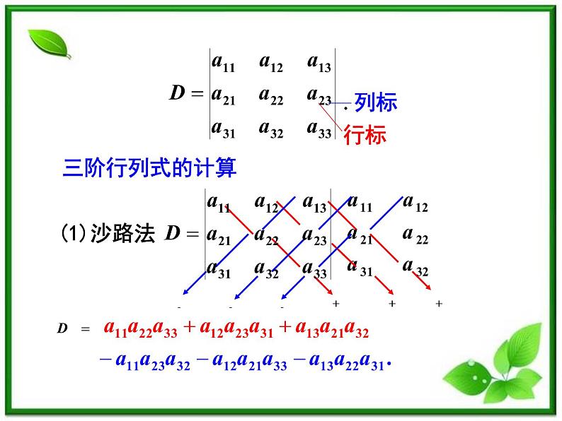 数学：9.4《三阶行列式》课件（沪教版高中二年级 第一学期）教案第3页