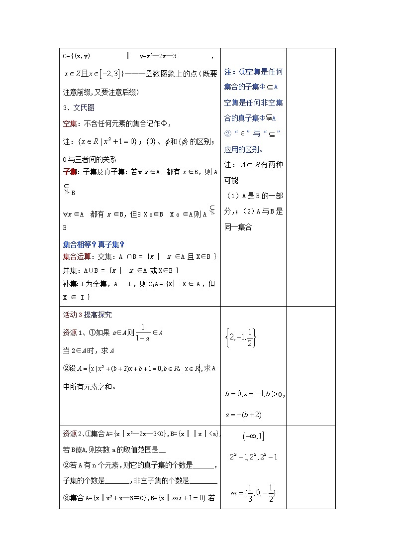 数学：1.1《集合及其表示法》教案（3）（沪教版高中一年级 第一学期）练习题第3页