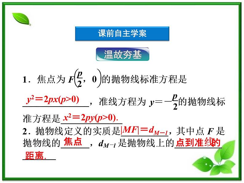 2012高二数学：2.3.2《抛物线的简单几何性质》课件（湘教版选修2-1）第4页