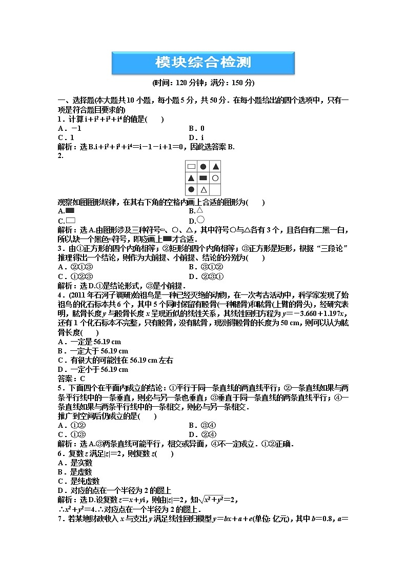 2012数学模块综合检测（湘教版选修1-2）01