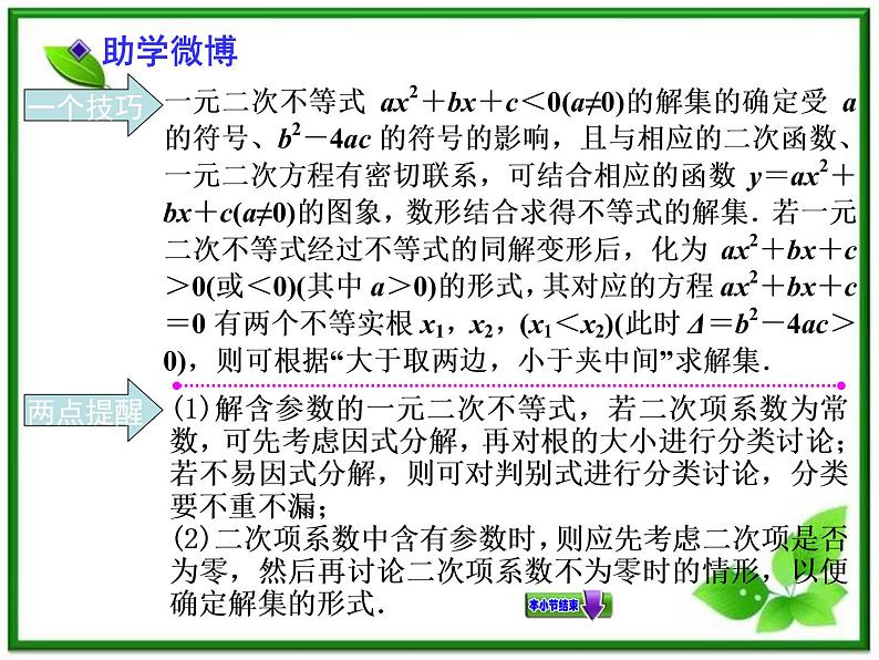 【聚焦典型题】（苏教版）2014届高考一轮数学（理）：《一元二次不等式及其解法》（名师预测高考考点+高考考点集训+考点特训，含教师旁解）课件PPT05