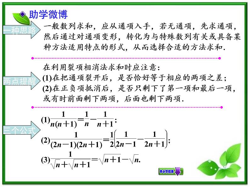 【聚焦典型题】（苏教版）2014届高考一轮数学（理）：《数列求和》（名师预测高考考点+高考考点集训+考点特训，含教师旁解）课件PPT05