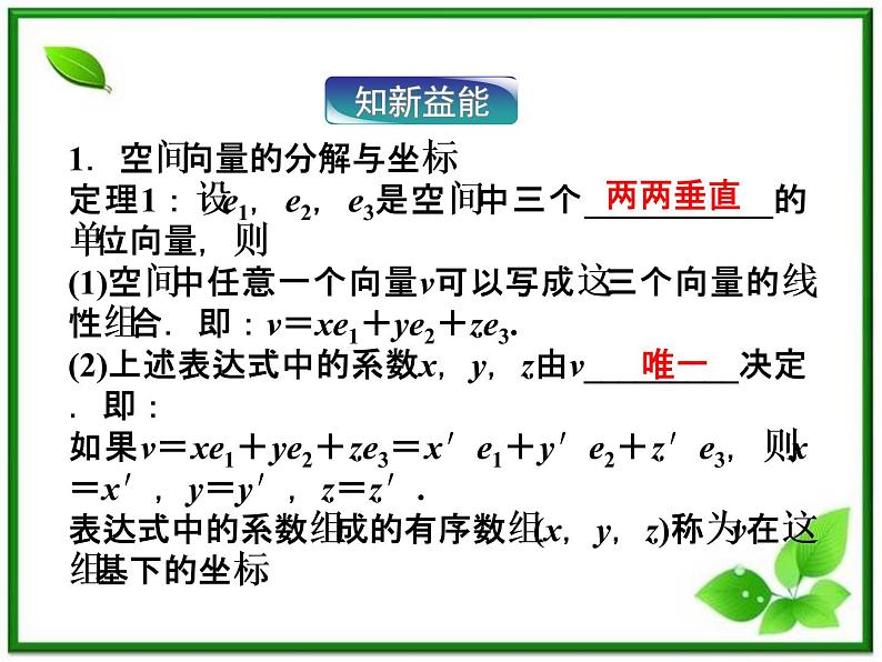 2012高二数学：3.2《空间向量的坐标》课件（湘教版选修2-1）第5页