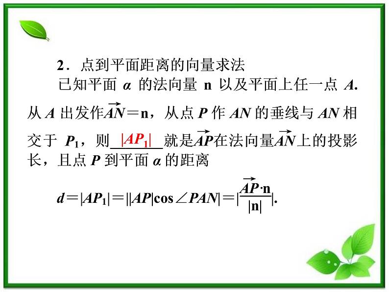 高中数学湘教版选修2-1：(课件)3．7　点到平面的距离06