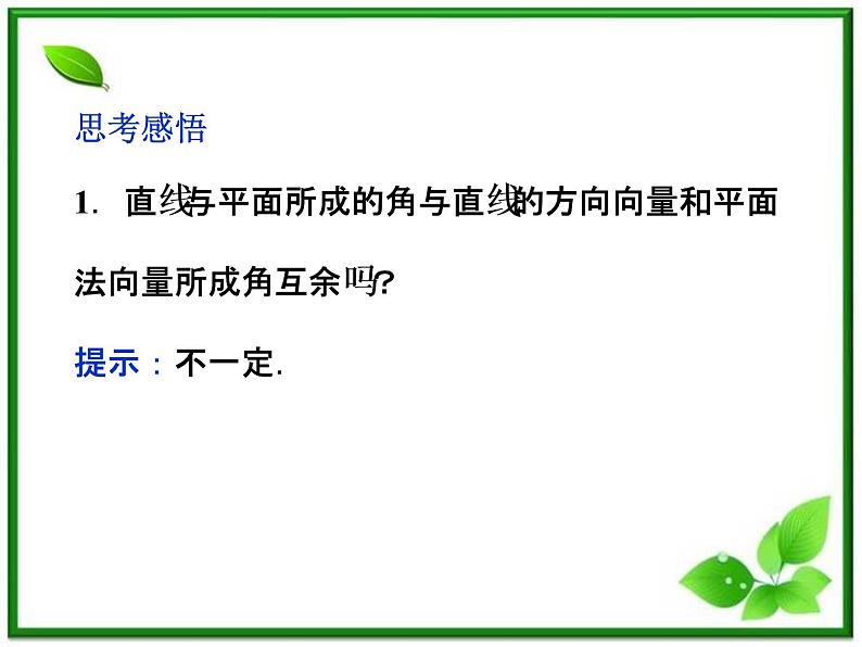 高中数学湘教版选修2-1：(课件)3．6　直线与平面、平面与平面所成的角06