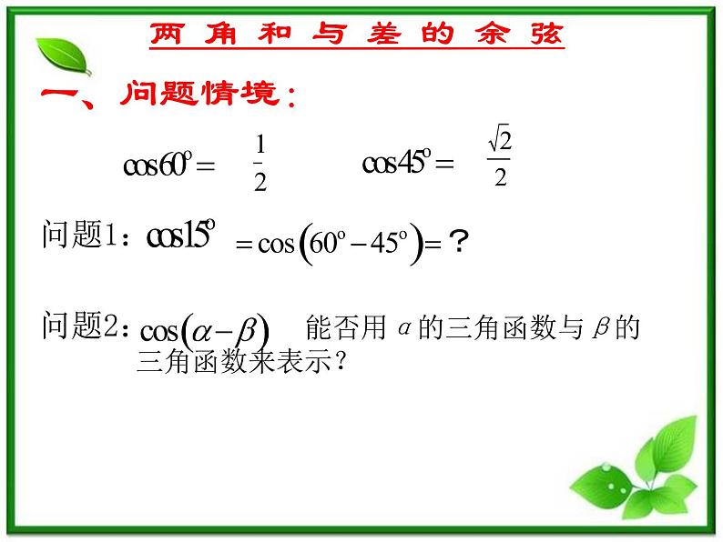 2013高中新课程数学（苏教版必修四）3.1.1  两角和与差的余弦 课件202