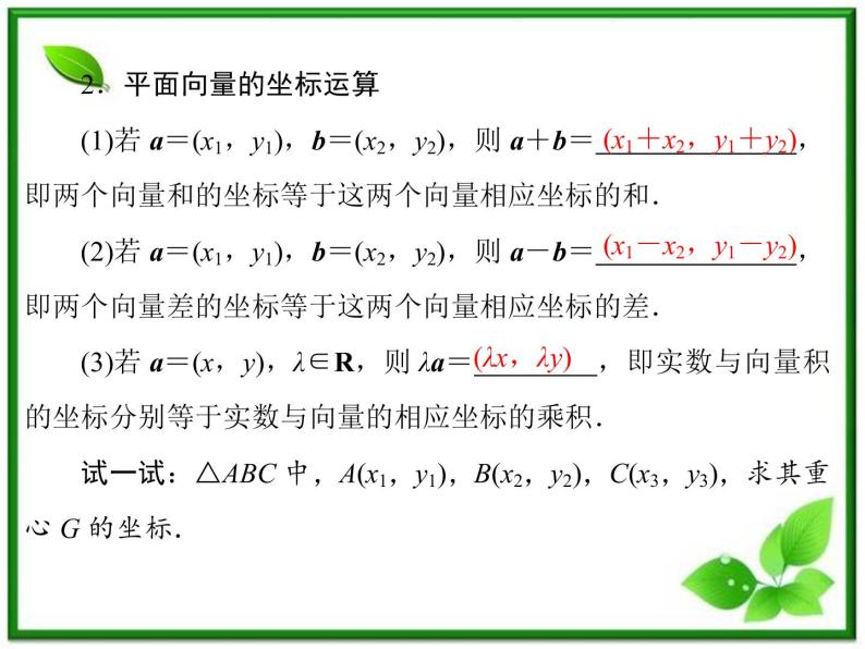 2013高中新课程数学（苏教版必修四）《2.3.2.1 平面向量的坐标运算》课件04