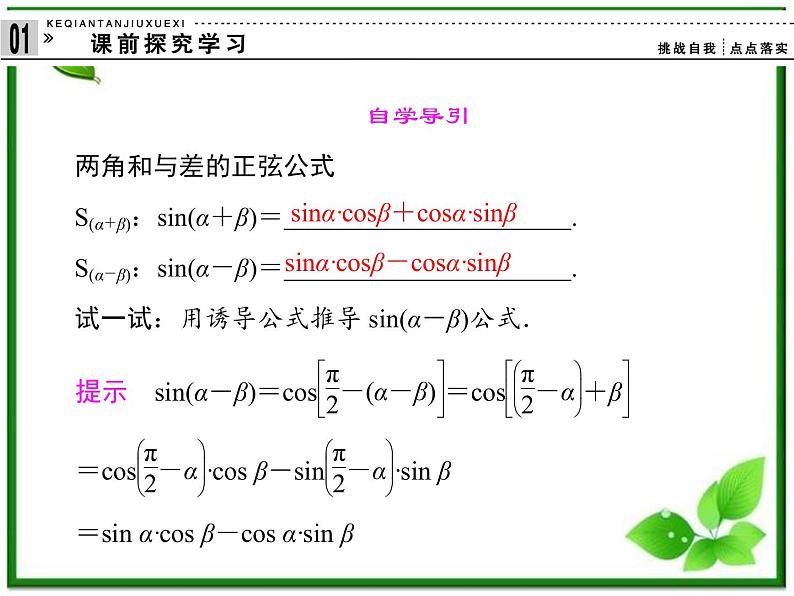 2013高中新课程数学（苏教版必修四）3.1.2 两角和与差的正弦 课件02