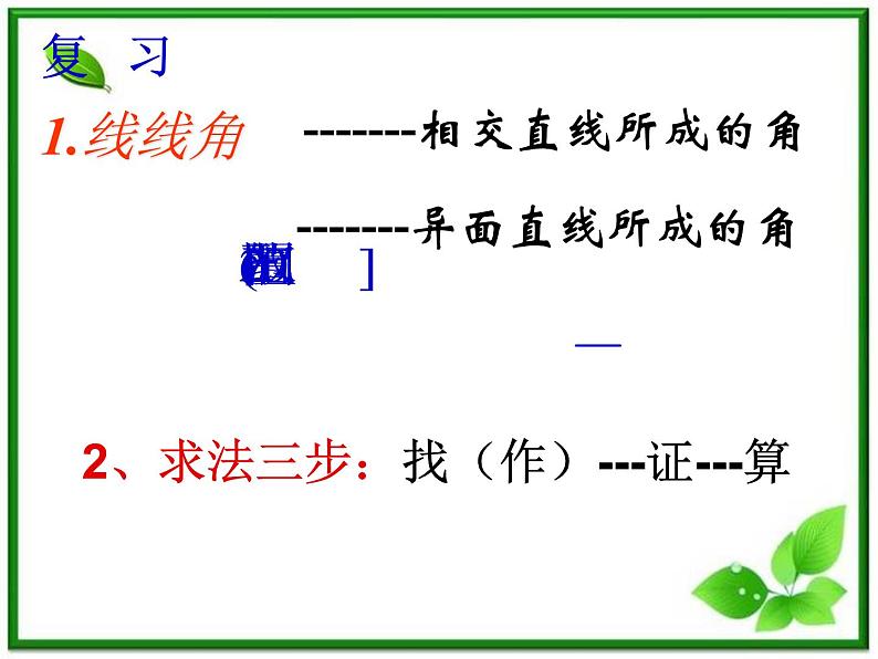 《相交直线所成的角》课件1（9张PPT）（北师大版必修2）第1页