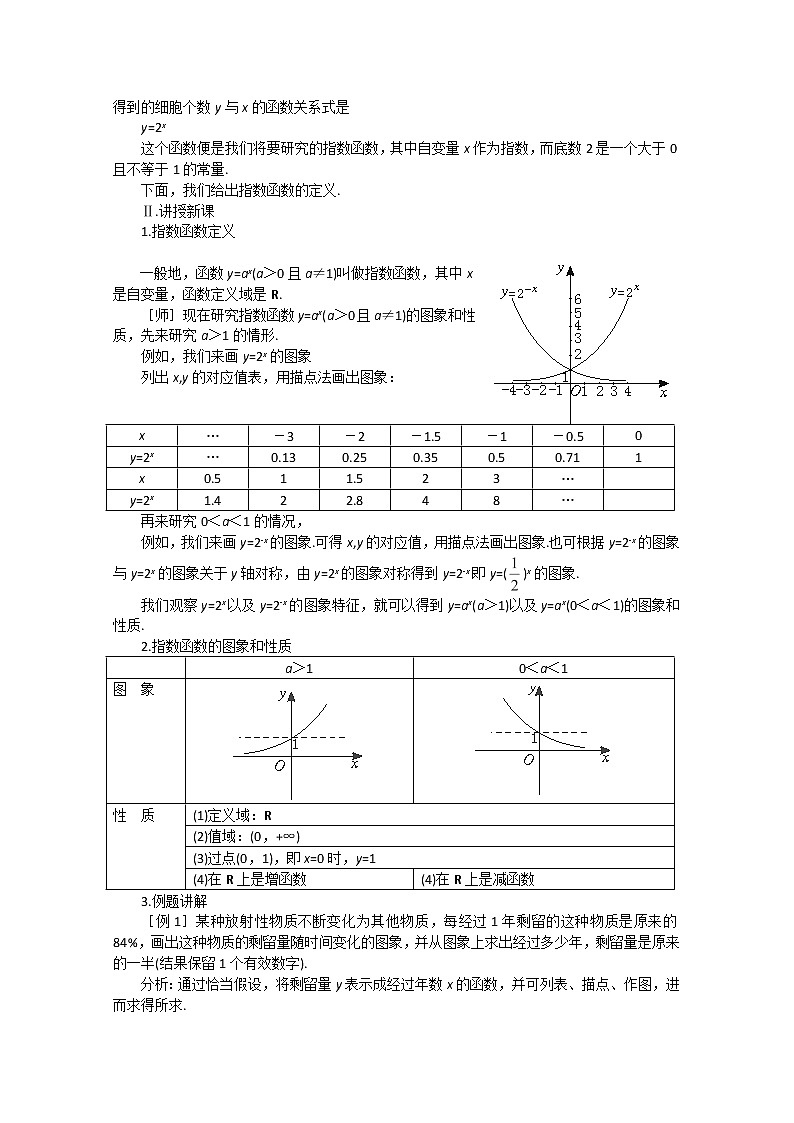 高一数学苏教版必修一第二章2.2《指数函数》教案02