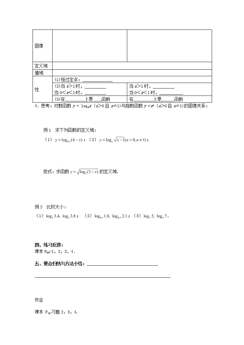 江苏省常州市西夏墅中学高一数学 2.3.2《对数函数》学案（1）（苏教版必修1）教案第2页