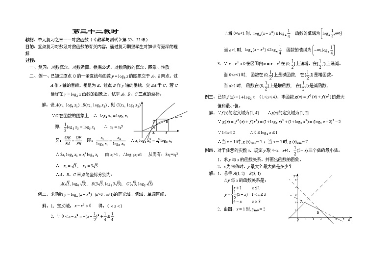 高一数学苏教版教案第二章---单元复习之三--对数函数01