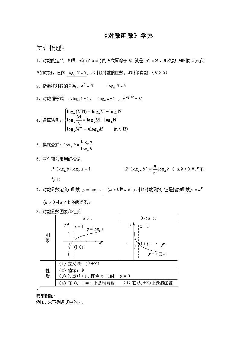 《对数函数》学案4（苏教版必修1）教案第1页