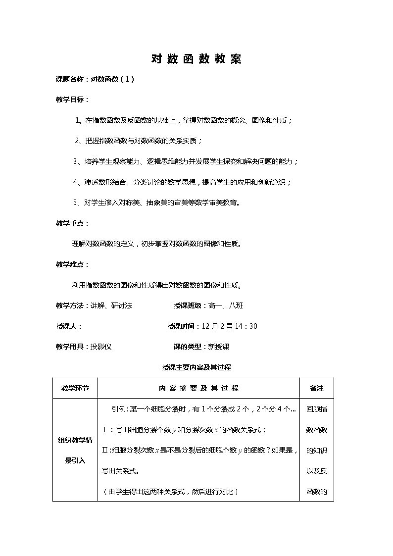 数学：2.3《对数函数》教案十五（苏教版必修1）01