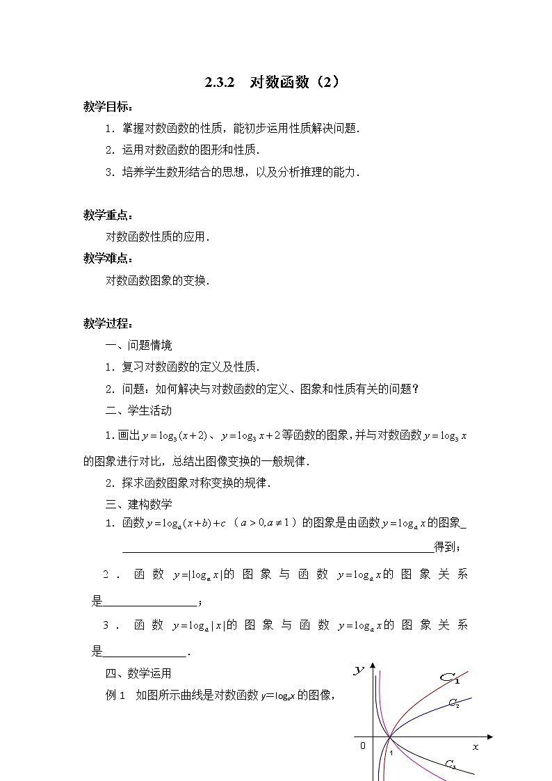 数学：2.3.2《对数函数》教案（2）（苏教版必修1）01