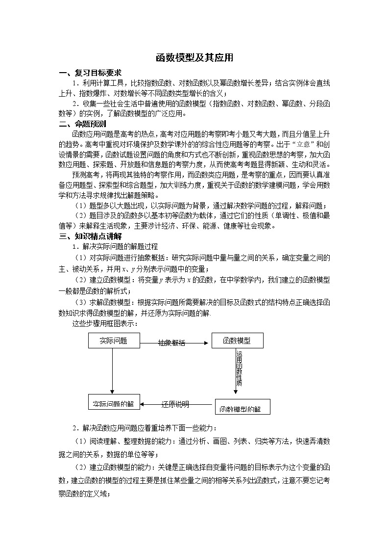 《函数模型及其应用》学案6（苏教版必修1）教案01