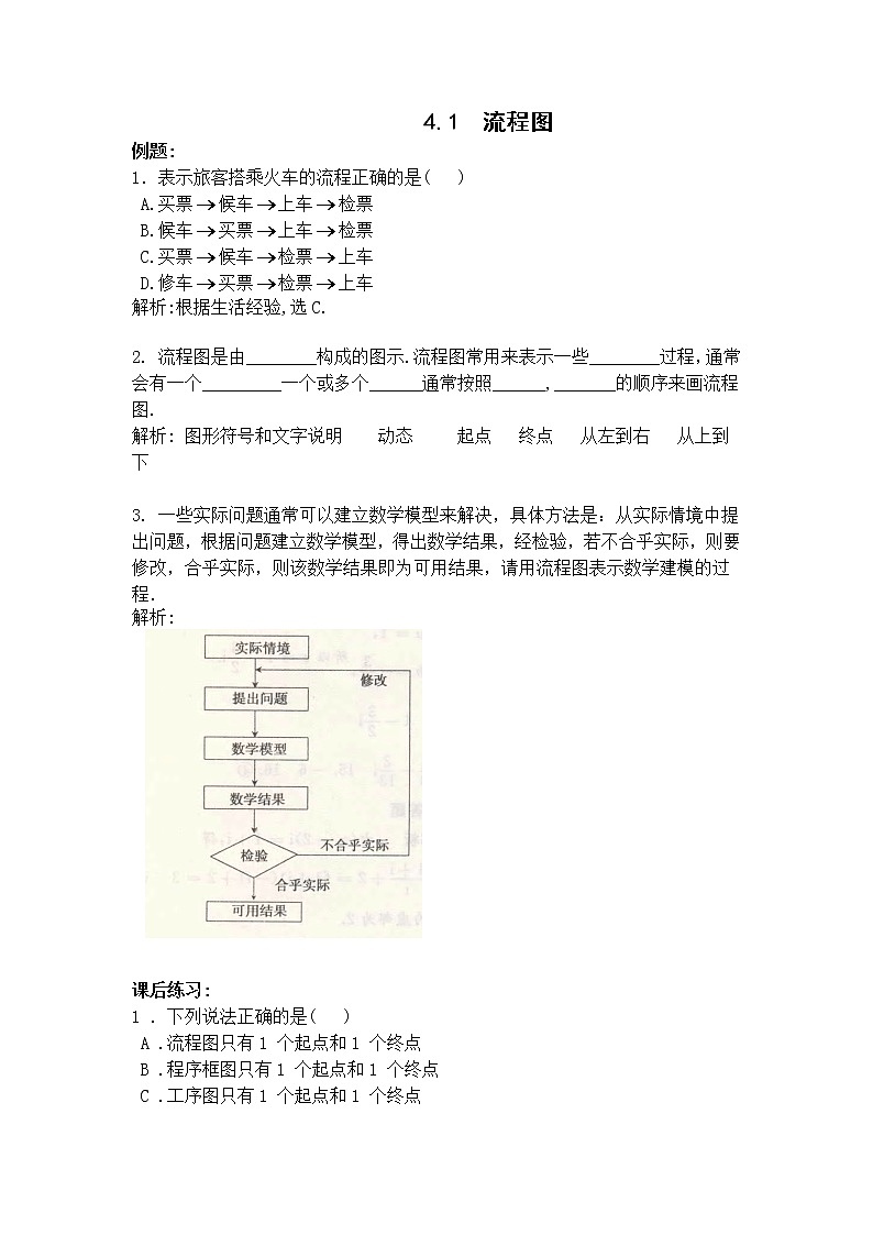 《流程图》同步练习3（新人教B版选修1-2）教案01