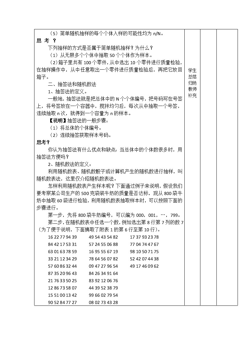 辽宁省大连铁路中学人教版B版高中数学必修三《简单随机抽样》教案第2页