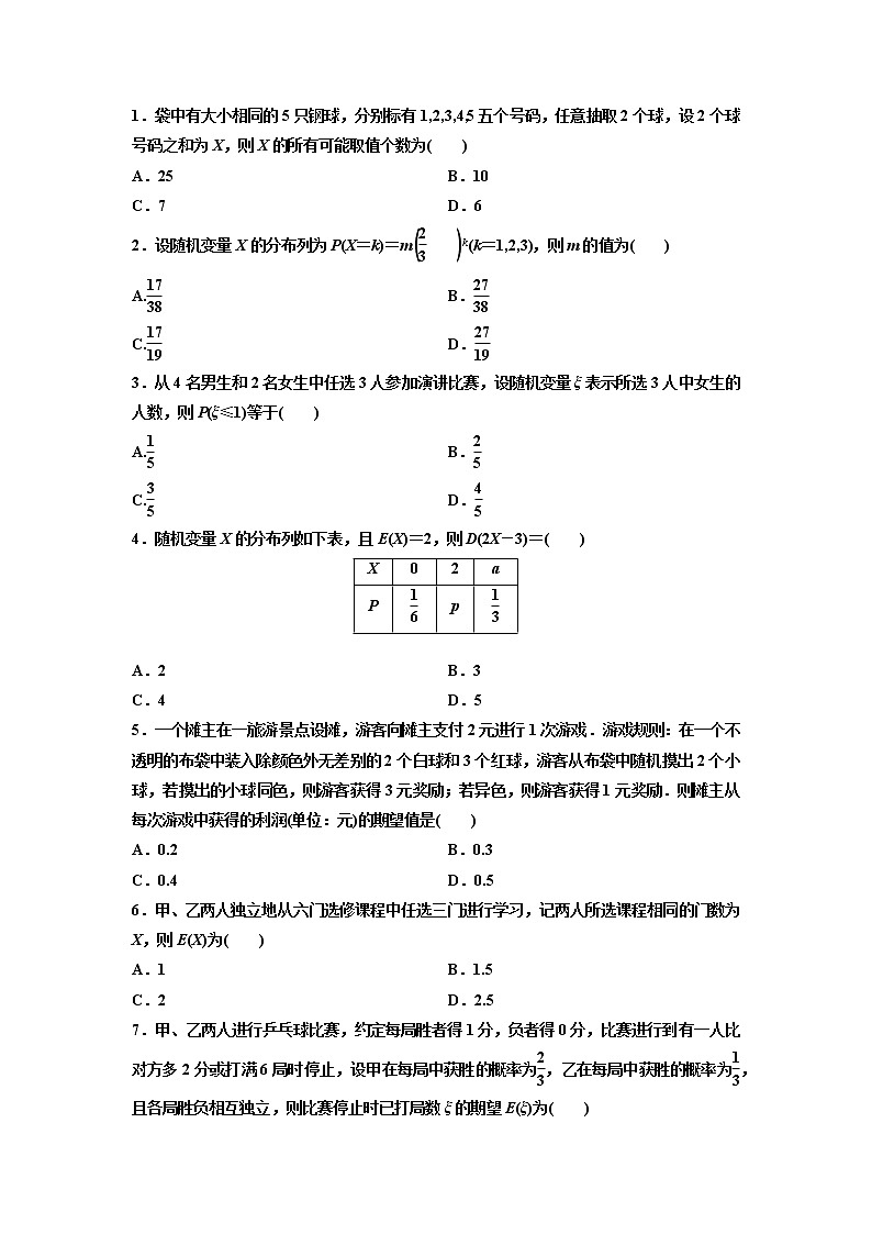 高端精品高中数学一轮专题-随机变量的分布列、均值与方差（练）试卷第2页
