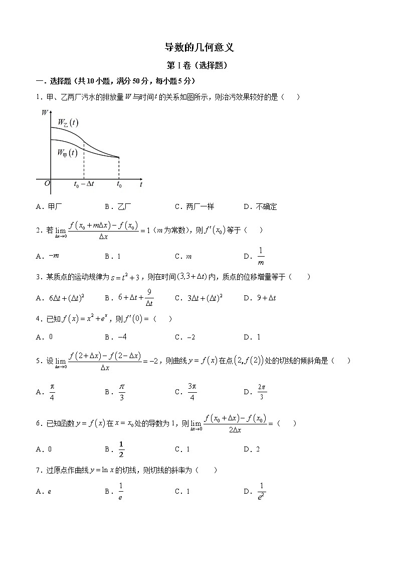 高端精品高中数学一轮专题-导数的几何意义4试卷第1页
