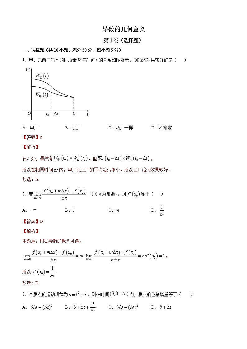 高端精品高中数学一轮专题-导数的几何意义4（带答案）试卷第1页