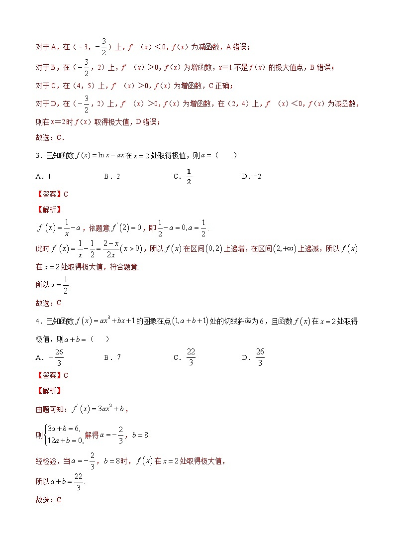 高端精品高中数学一轮专题-极值与最值1（带答案）试卷第2页