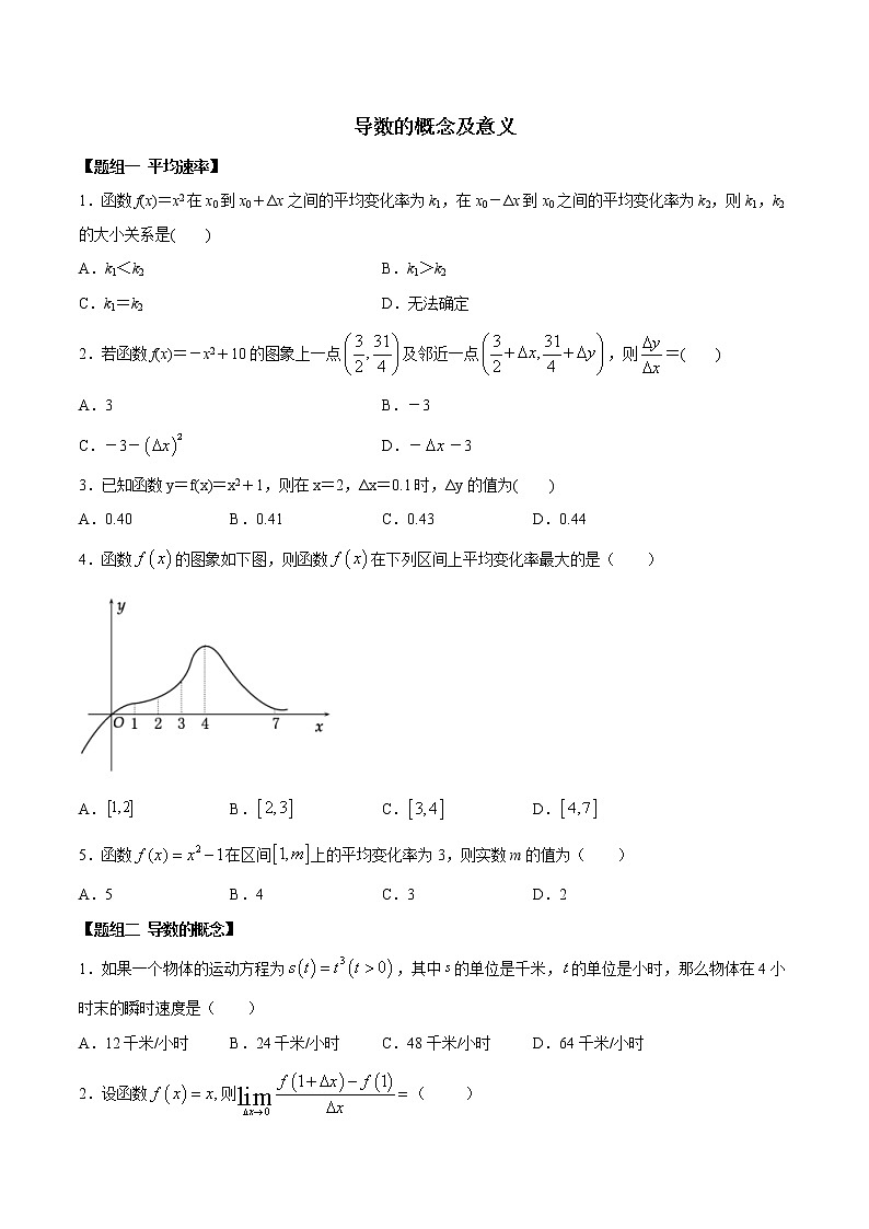 高端精品高中数学一轮专题-平均速率、导数概念、切线2试卷第1页