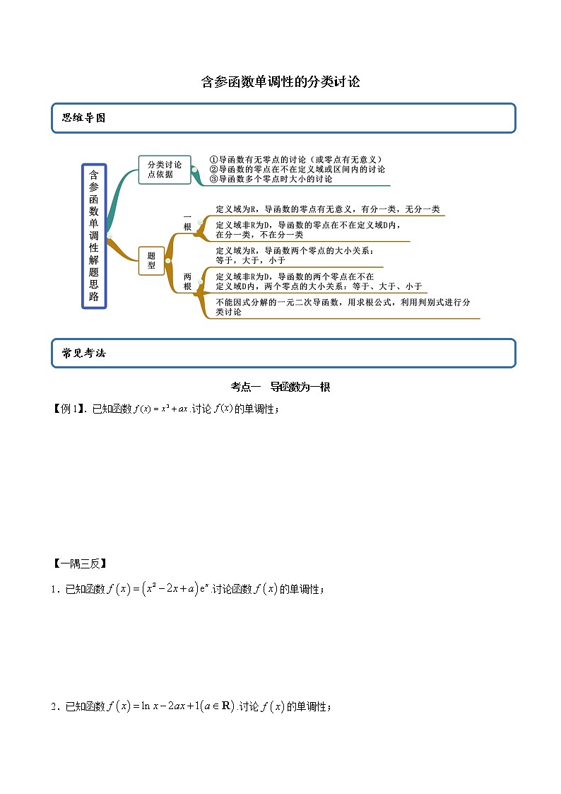 高端精品高中数学一轮专题-含参函数单调性的分类讨论1试卷第1页