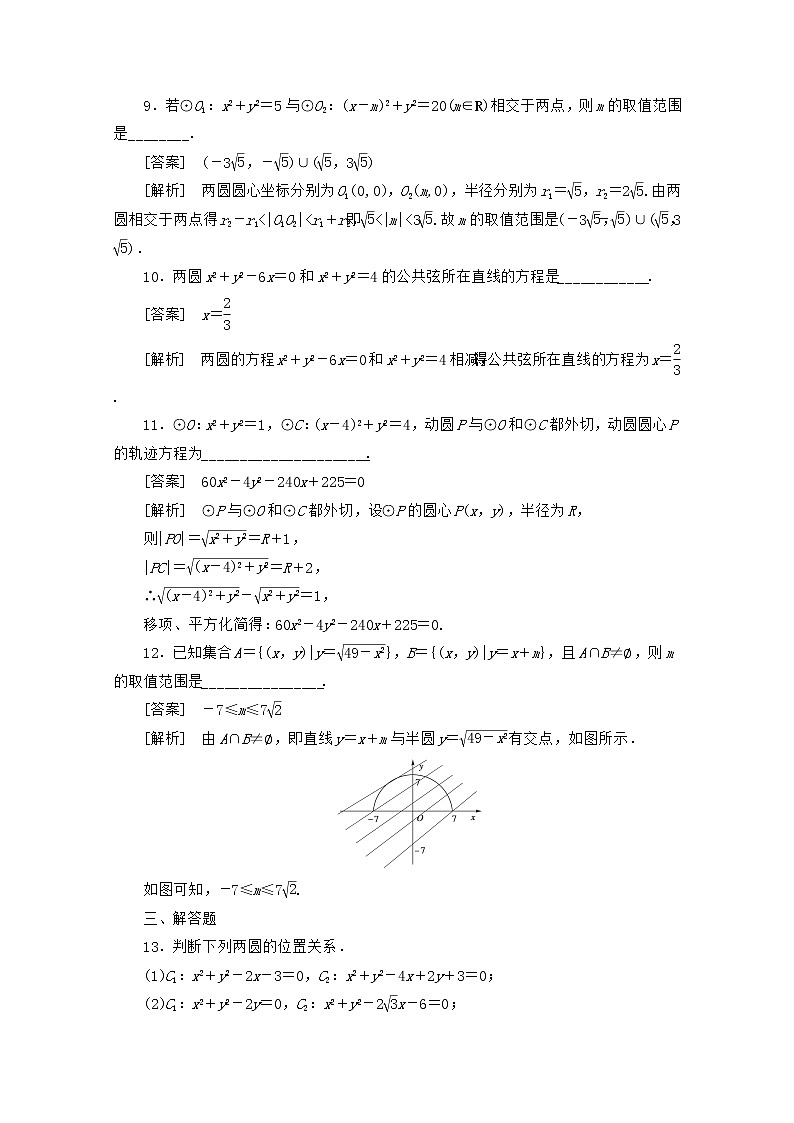 高二数学同步检测 2-3-4《圆与圆的位置关系》 新人教B版必修2教案第3页