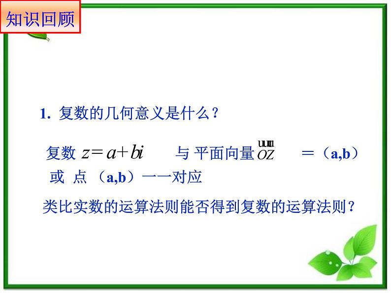2012届高三数学：5.2.1复数的加法与减法 课件 (北师大选修2-2)教案02