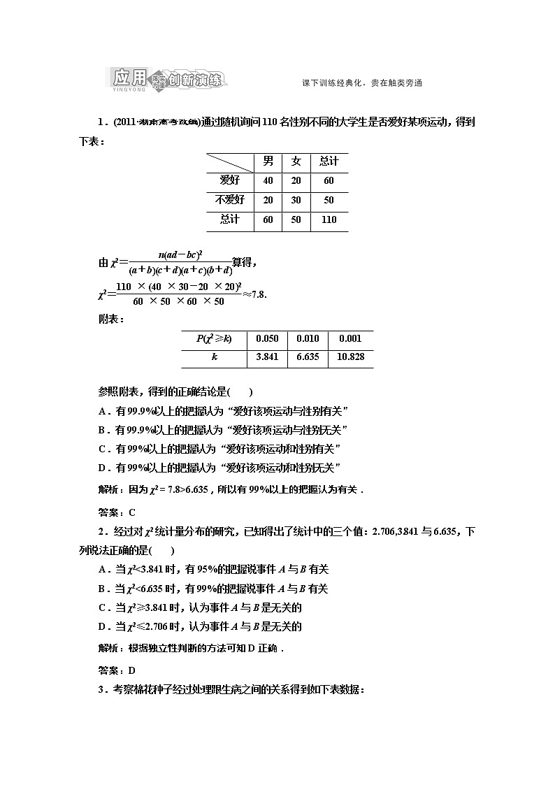 高一数学北师大版选修2-1  第一章   §2   2.2 ~2.4  应用创新演练教案01