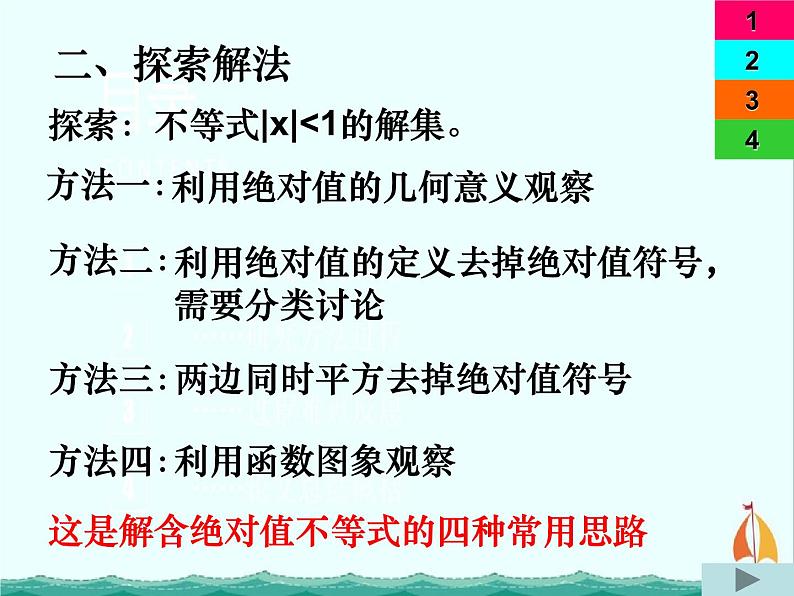 江西省信丰县高中数学课件 《新人教选修4－5 绝对值不等式的解法》 新人教A版选修4-5第4页