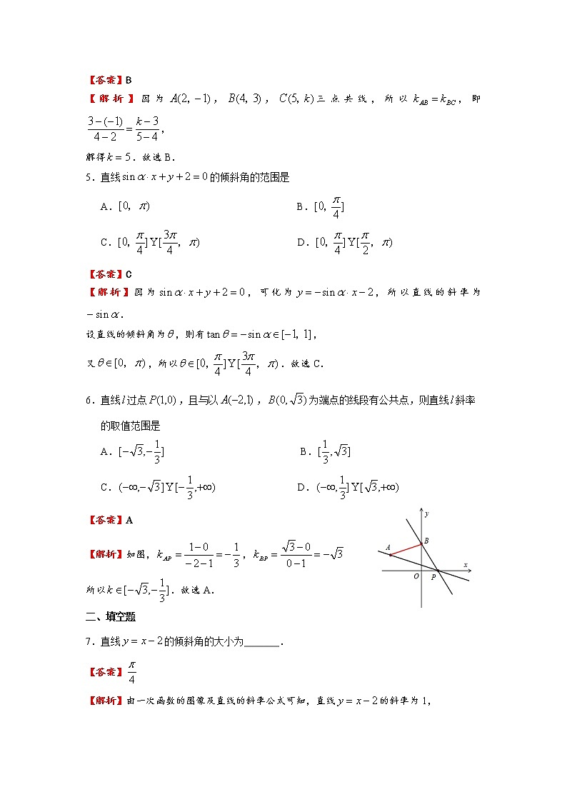 2.1 直线的斜率 同步练习02