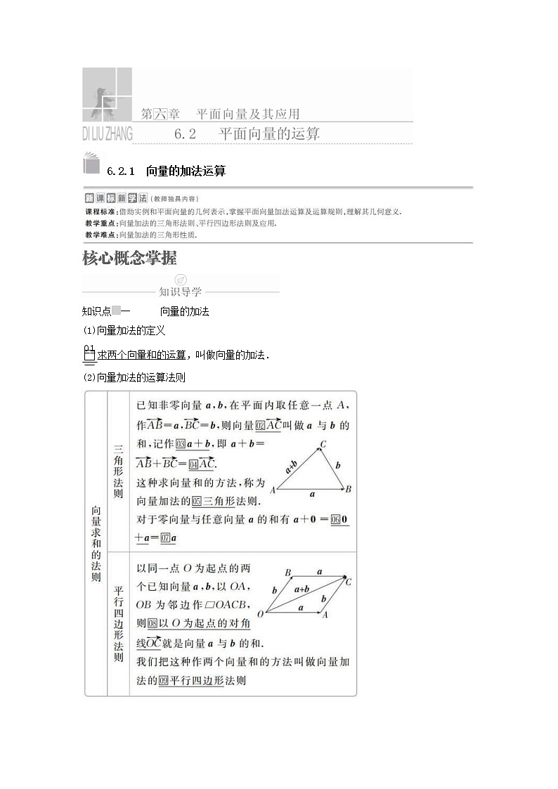 新教材(辅导班)高一数学寒假讲义07《6.2.1-2.2平面向量的加减运算》课时(含解析) 学案第1页