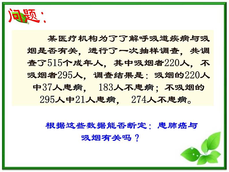 【数学】3-1《独立性检验》课件（新人教B版选修2-3）02