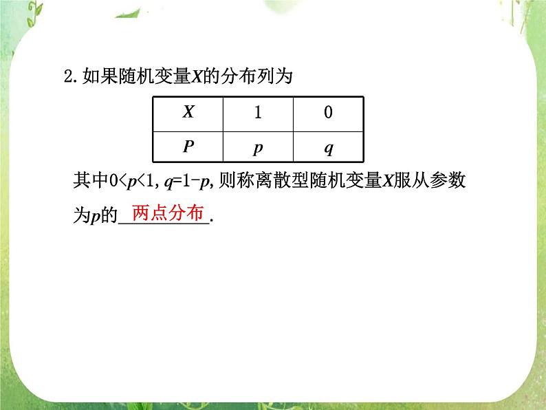 2012届高考数学一轮复习课件（理科）12.4  《离散型随机变量及其分布列》新人教版选修2-303
