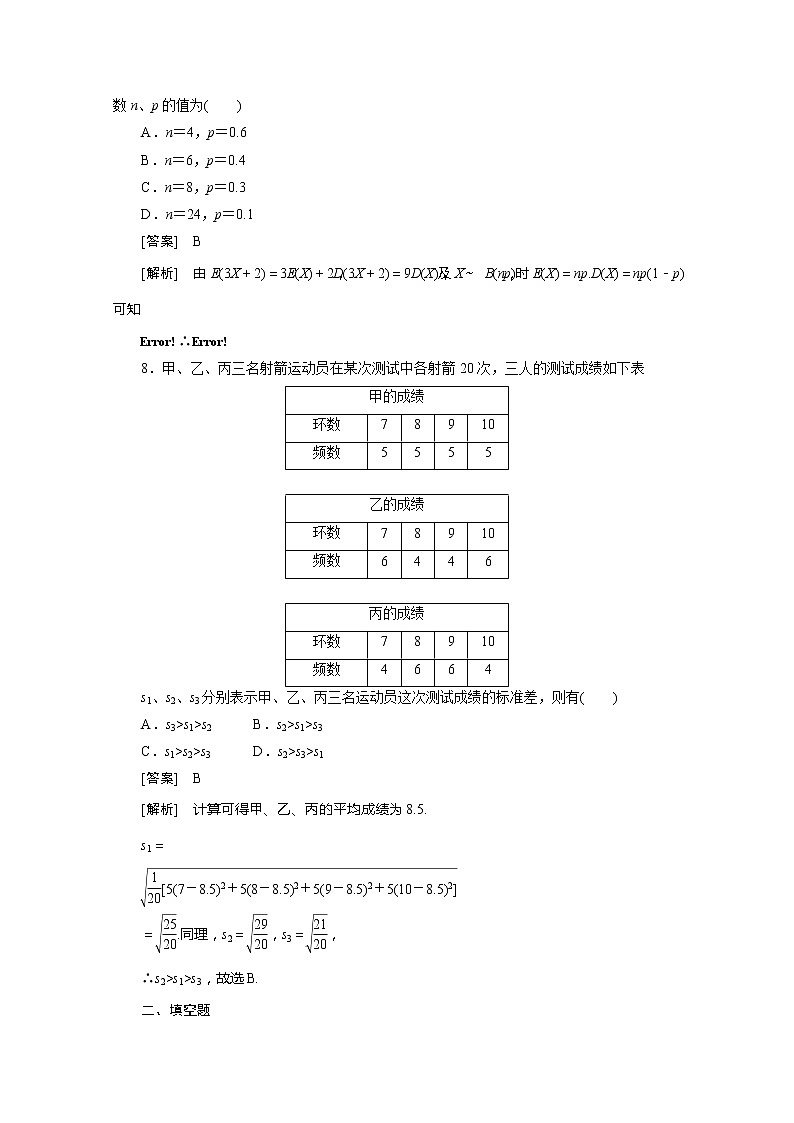 2012高二数学同步练习：2.3.3 离散型随机变量的均值与方差习题课（人教A版选修2-3）第3页