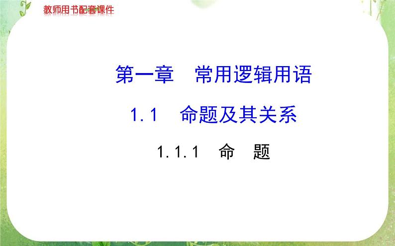 2013-2014版高中数学1.1.1《命题及其关系》课件（新人教A版选修2-1）第1页