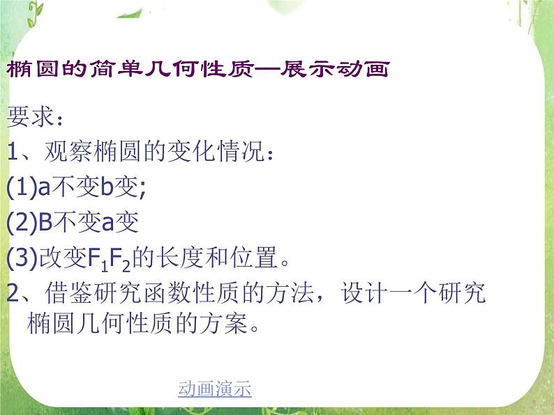 天津市青光中学2011-2012学年高二数学 2.2.2《椭圆的简单几何性质》课件（新人教A版选修2-1）03