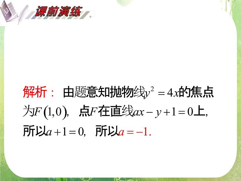 2012届高考数学（理科）一轮复习课件（人教版）第10单元第61讲 抛物线06