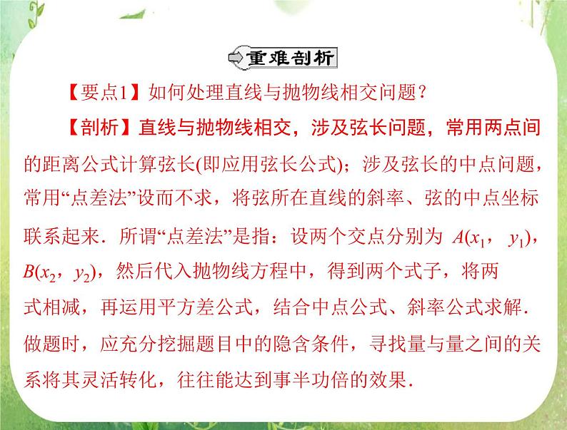 2012高二数学例题剖析课件二章 2.4.3 抛物线习题课05